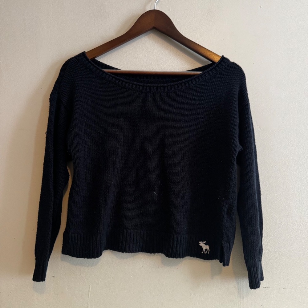 Abercrombie & Fitch Women's M Navy Crop Top Sweater Y2K Preppy Classic Fall